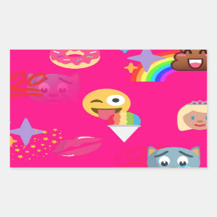 heißrosa Emoji Rechteckiger Aufkleber