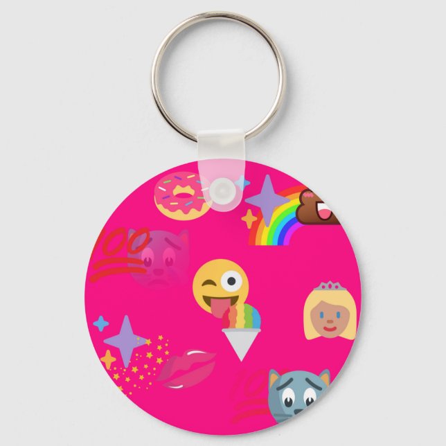 heißrosa Emoji Schlüsselanhänger (Vorderseite)