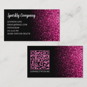 Heißrosa falscher Glitter-Sparkling-Schwarzer QR-C Visitenkarte