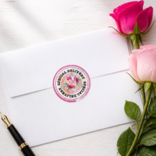 Heißrosa Farbspritzer Hochzeit Sonderlieferung Runder Aufkleber