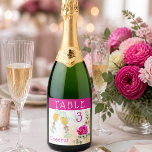 Heißrosa Farbspritzer Hochzeit Tischnummer