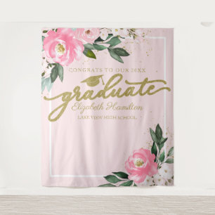 Heißrosa Floral Abschlussfeier Foto Hintergrund Wandteppich