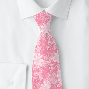 Heißrosa Floral Batik Krawatte