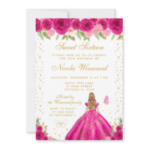 Heißrosa Florale Blondhaar-Prinzessin Sweet Sixtee
