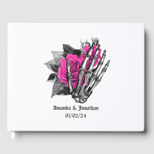 Heißrosa Florale Gothic Hochzeit Gästebuch