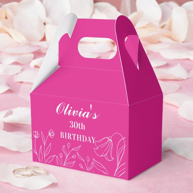 Heissrosa, florale Rosa, 30. Geburtstag Elegant Geschenkschachtel (Hochzeit)