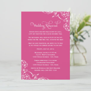 Heißrosa Flourish Hochzeitsprobe Einladung