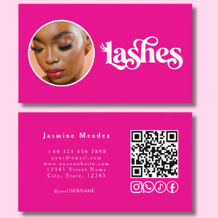 Heißrosa Foto-Wimpern QR-Code Social Icons  Visitenkarte