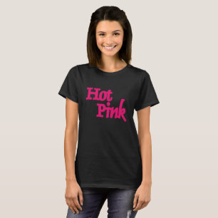 Heißrosa Frauen Schwarz T-Shirt