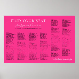 Heißrosa Fuchsien-Hochzeitsalphabet-Sitzordnung Poster