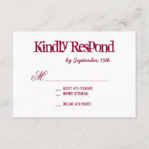 Heißrosa Fuchsien-Typografie Hochzeit-RSVP-Karten RSVP Karte