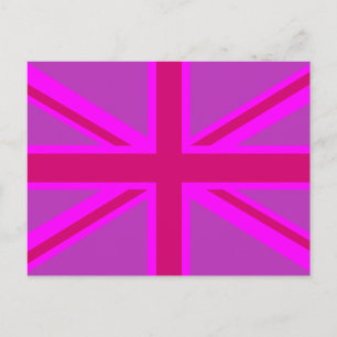 Heißrosa Fuchsien Union Jack Dekor Postkarte