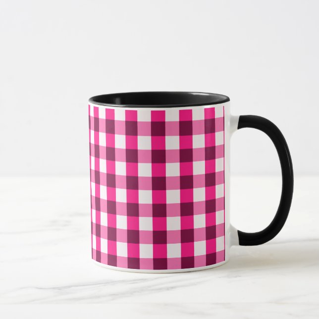 Heißrosa Gingham-Muster Tasse (Rechts)