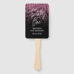 Heissrosa Glitzer Schwarz 21. Geburtstag Fächer