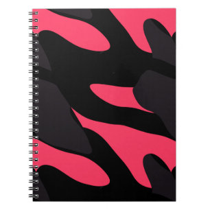 Heißrosa, grau und schwarz getarntes Abstract Notizblock