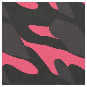 Heißrosa, grau und schwarze Camouflage abstrakt Stoff