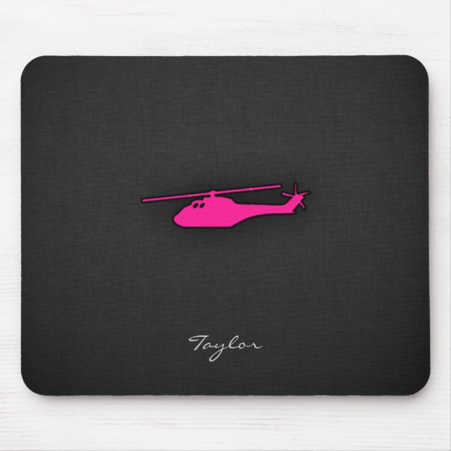 Heißrosa Hubschrauber Mousepad (Vorne)
