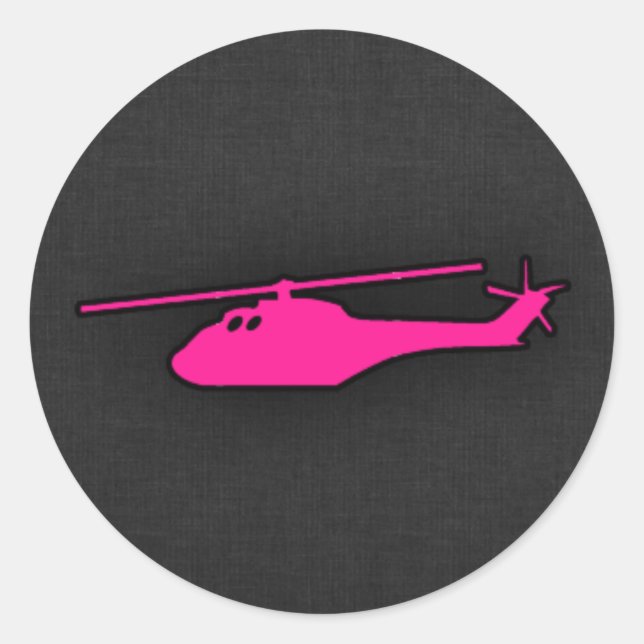 Heißrosa Hubschrauber Runder Aufkleber (Vorderseite)