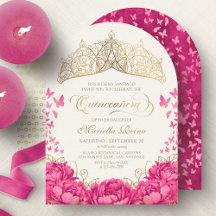 Heißrosa Kronenschmetterlinge Elegante Quinceanera