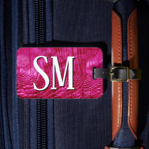 Heißrosa Kunstleder-Monogramm Gepäckanhänger