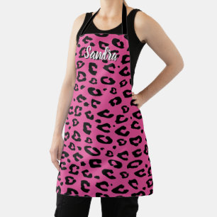 Heißrosa Leopardenprint Küchenschürze für Frauen Schürze