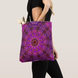 Heißrosa Mandala-Kaleidoskop-Muster Tasche