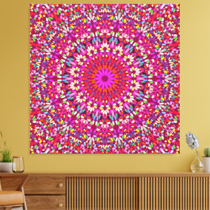 Heißrosa Mandala – Premium Leinwand mit strahlende
