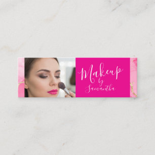 Heißrosa Marmor Schrift Foto Make-up Mini Visitenkarte