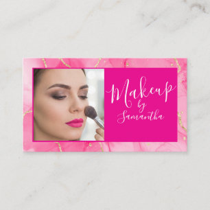 Heißrosa Marmor Schrift Foto Make-up Visitenkarte