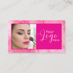 Heißrosa Marmor Schrift Foto Make-up Visitenkarte