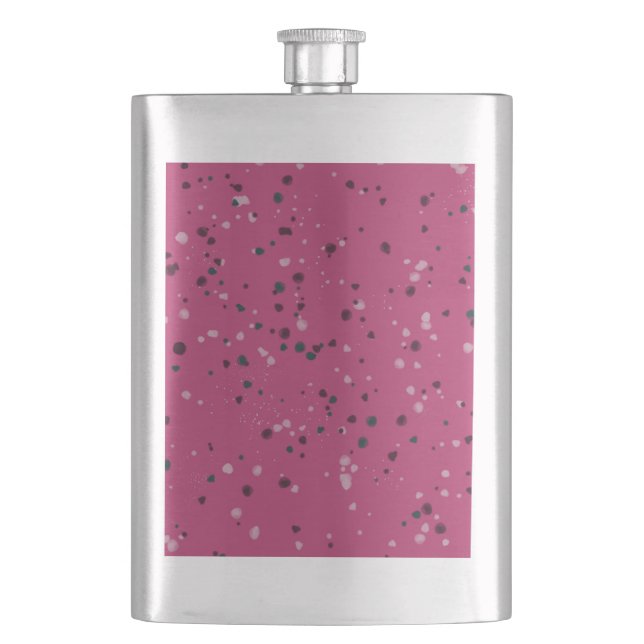 Heißrosa mit Konfetti Flachmann (Vorderseite)