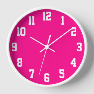 Heißrosa mit weißen Sportnummern Uhr