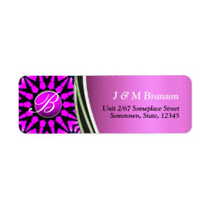 Heißrosa Monogramm Stern Kunst-Adressetikett