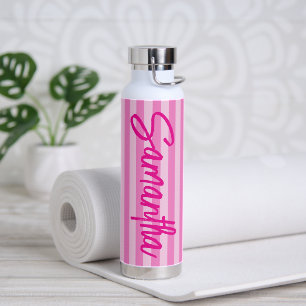 Heißrosa Ombre-Streifen Personalisiert Trinkflasche