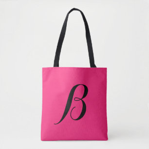 Heißrosa personalisierter Anfangsbuchstabe Tasche