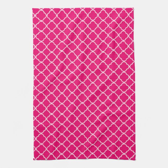 Heißrosa Quarterfolie Monogram Küchentuch Handtuch (Vertikal)
