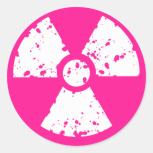 Heißrosa Radioaktives Zeichen Runder Aufkleber