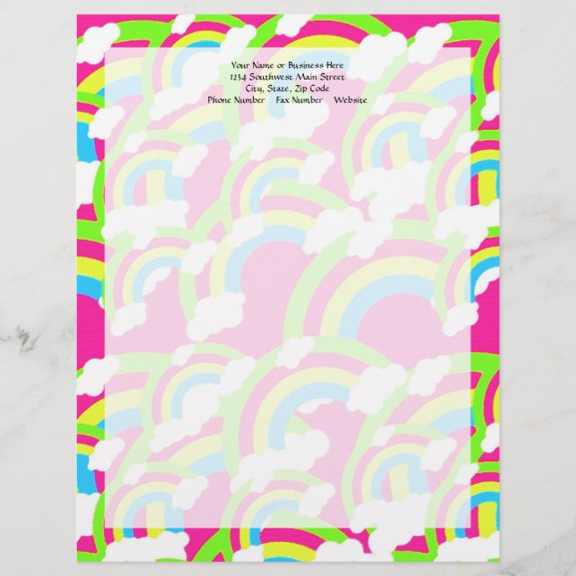 Heißrosa Regenbogenmuster Briefbogen (Vorderseite)