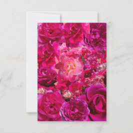 Heißrosa Rosen-Collage Mitteilungskarte