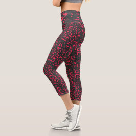 Heißrosa Schwarz Lila Camouflage Abstrakt Capri Leggings
