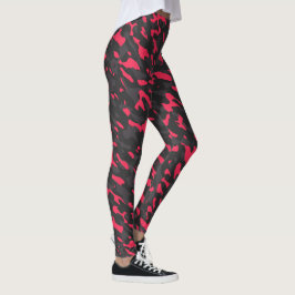 Heißrosa Schwarz Lila Camouflage Abstrakt Leggings
