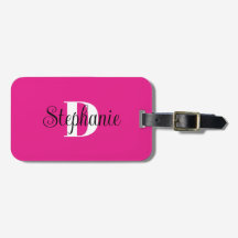 Heißrosa Schwarz und Weiß Moderne Monogramm