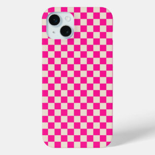 Heißrosa und braunes Schachbrettmuster Case-Mate iPhone Hülle