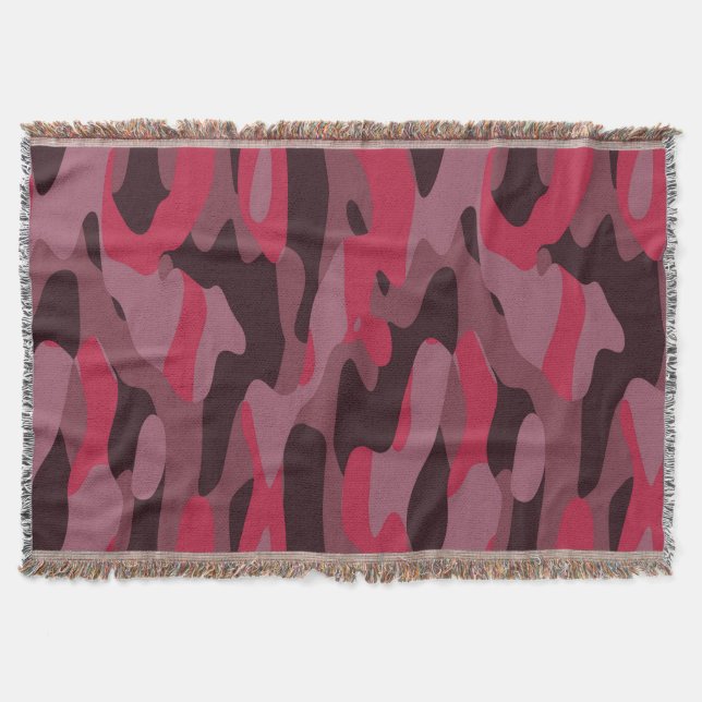 Heißrosa und Burgunder Camouflage Decke (Vorderseite)