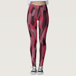 Heißrosa und Burgunder Camouflage Leggings