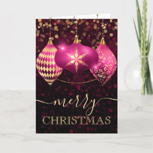 Heißrosa und goldene Troddeln Weihnachten