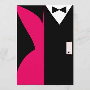 Heißrosa und schwarzes Cocktailkleid Abendparty Einladung