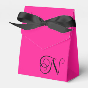Heißrosa und schwarzes lockiges Schriftmonogramm Geschenkschachtel