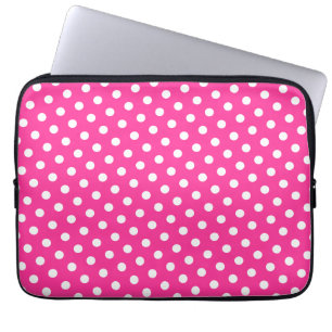 Heißrosa und weiße gepunktete Laptoptasche Laptopschutzhülle