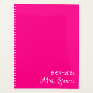 Heißrosa und weiße Lehrerin Name Planer
